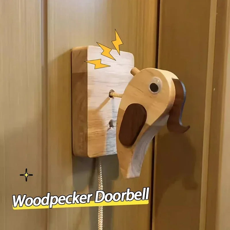 Wooden Woodpecker Doorbell Knocker – Bring Whimsy to Every Welcome